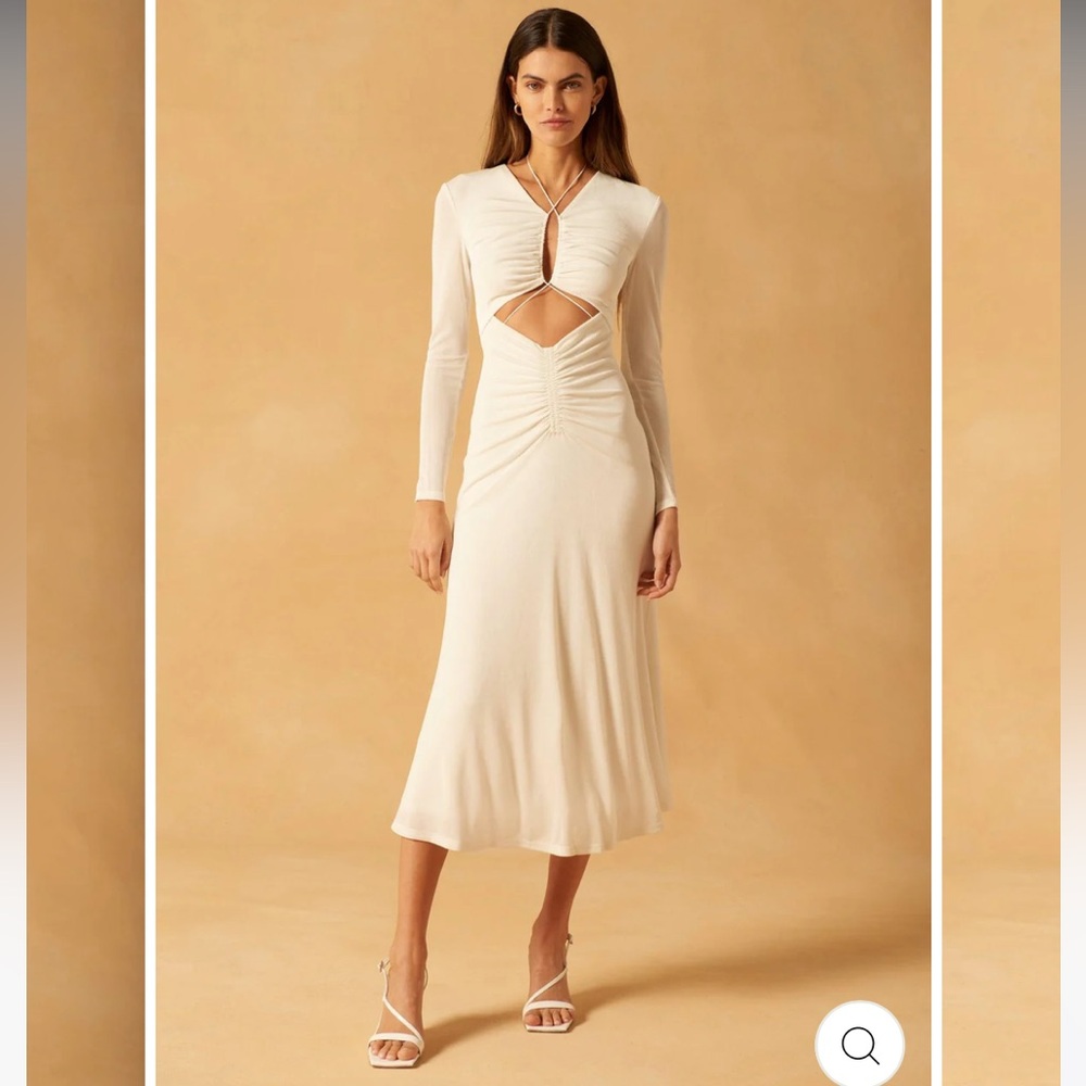 MISHA KERRY SLINKY JERSEY MIDI DRESS - IVORY